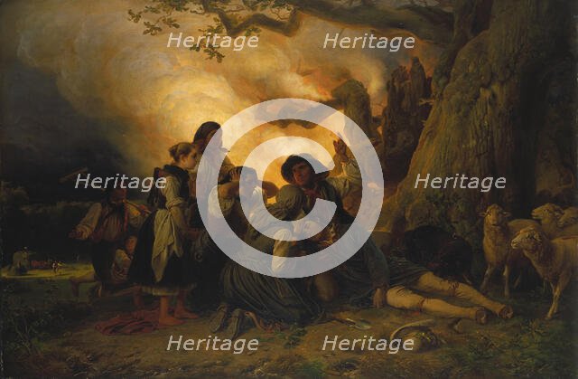 Shepherd Struck by Lightning, 1844. Creator: Jakob Becker.