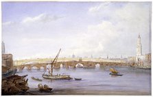 Old and new London Bridges, London, 1831.                                   Artist: George Scharf