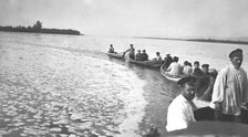 A caravan of boats from a survey party on the Zeya River during a flood, 1909. Creator: Vladimir Ivanovich Fedorov.
