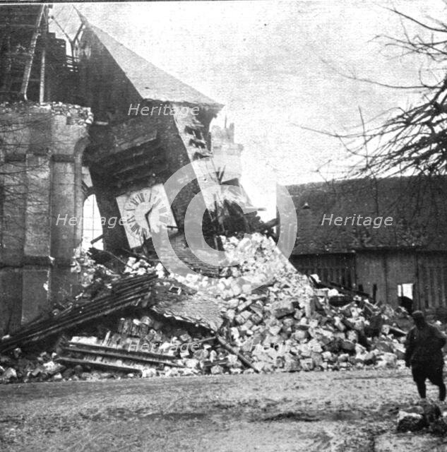 'Le Royaume de la Mort'; Une des nombreuses eglises de village que l'ennemi a systematiquement detru Creator: Unknown.