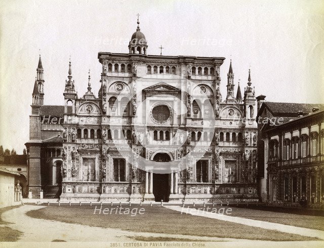 Facade, Church of the Certosa di Pavia (Charterhouse of Pavia) Lombardy, northern Italy, 1890. Artist: Unknown
