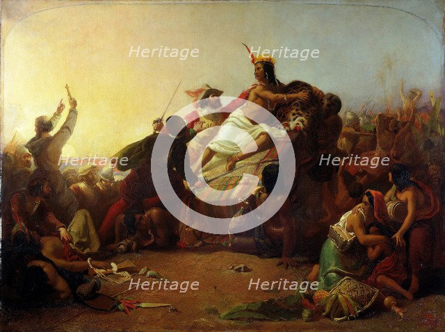 Pizarro Seizing the Inca of Peru, 1846. Artist: Millais, John Everett (1829-1896)