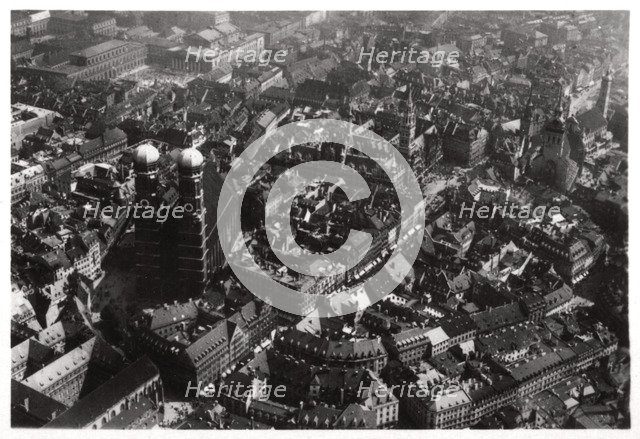Aerial view of the Frauenkirche, Munich, Germany, from a Zeppelin, c1931 (1933). Artist: Unknown