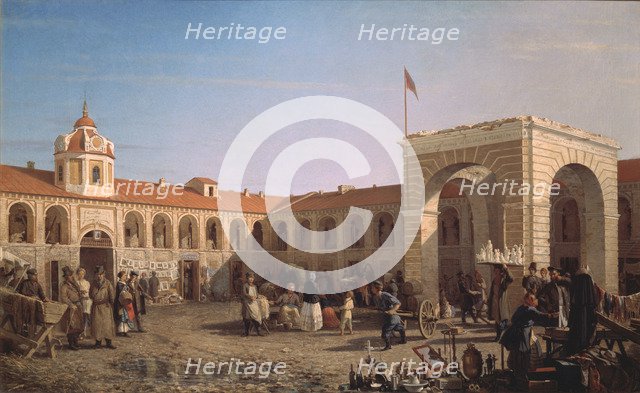Apraksin Market in St. Petersburg, 1862. Artist: Vereshchagin, Pyotr Petrovich (1836-1886)