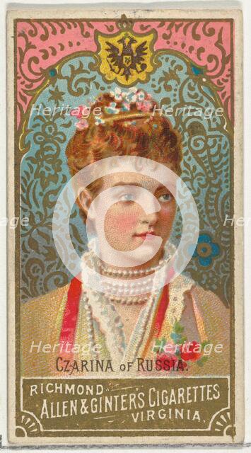 Czarina of Russia, from World's Sovereigns series (N34) for Allen & Ginter Cigarettes, 1889., 1889. Creator: Allen & Ginter.