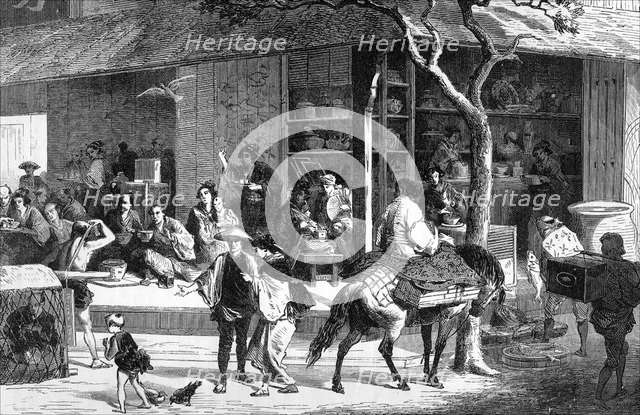 A tea market in Japan, c1880. Artist: Unknown