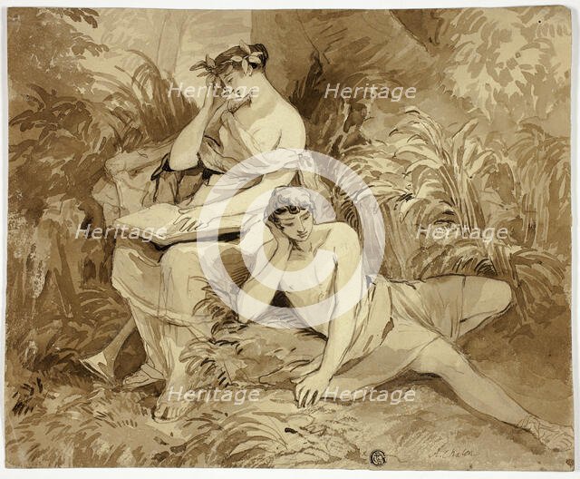 Muse and Poet, n.d. Creator: Alfred Chalon.