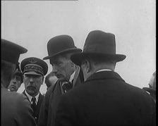 Chief Marshal Sir John Salmond and Other British Officials Inspecting the Wreckage of the..., 1930. Creator: British Pathe Ltd.