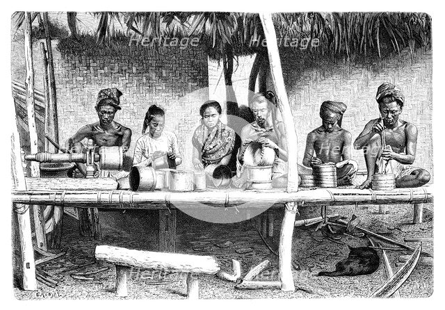 Artisans from Burma (Myanmar), 1895.Artist: E Ronjat
