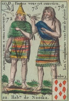 Hab.t de Nootka from Playing Cards (for Quartets) 'Costumes des Peuples Étrangers',1700-1799. Creator: Anon.
