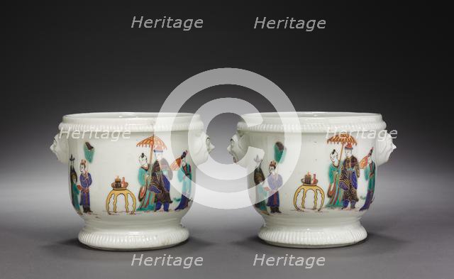 Pair of Bottle Coolers (Seaux à rafraîchir), c. 1725- 1735. Creator: Saint Cloud Porcelain Factory (French).