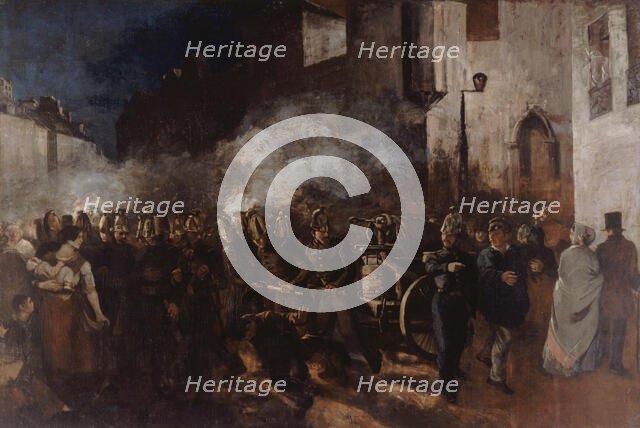 Pompiers courant à un incendie, between 1850 and 1851. Creator: Gustave Courbet.