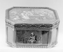 Snuffbox with household scenes, 1769-70. Creator: Jean-Joseph Barrière.