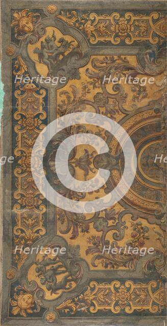 Ornamental ceiling painting with representations of putti in the corners, 1695-1755.  Creator: Elias van Nijmegen.