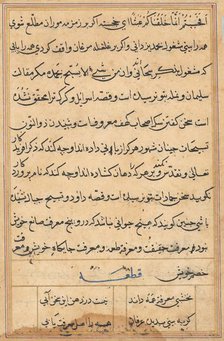 Page from Tales of a Parrot (Tuti-nama): text page, c. 1560. Creator: Unknown.