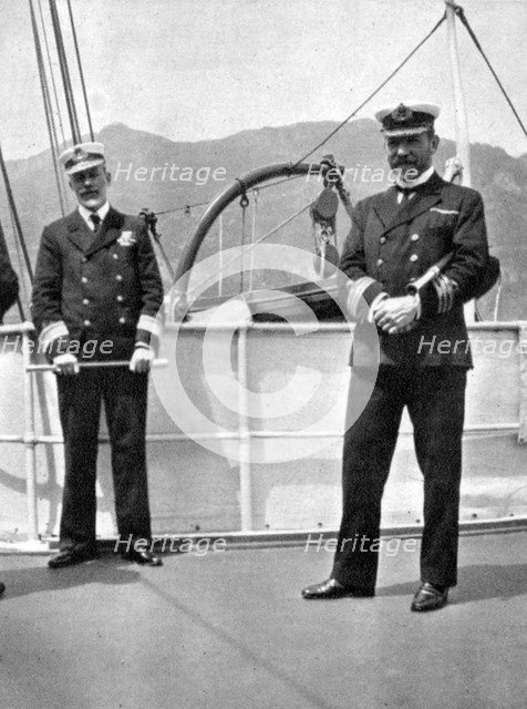 Commander Sir Archibald Milne (1855-1938) with Captain V Stanley, 1908.Artist: Queen Alexandra