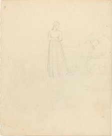 Standing Female Figure Looking at Reclining and Seated Figures. Creator: John Flaxman.