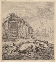 Three Pigs, 1652. Creator: Karel Du Jardin.