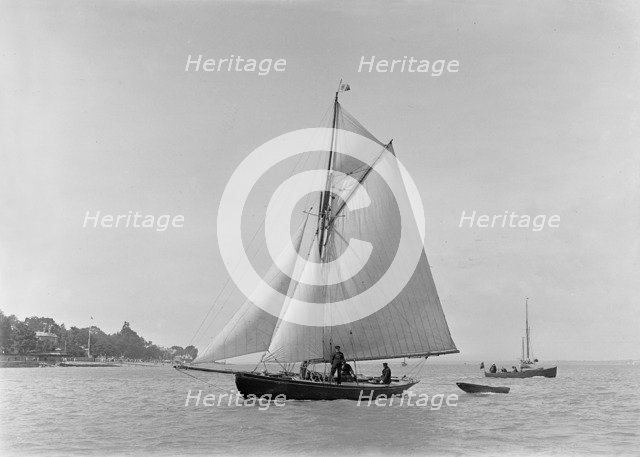 The 9 ton auxilary cutter 'Grayling', 1921. Creator: Kirk & Sons of Cowes.