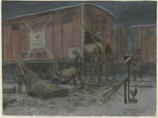 Soldiers plundering a railway wagon (from the series of watercolors Russian revolution), 1922. Artist: Vladimirov, Ivan Alexeyevich (1869-1947)