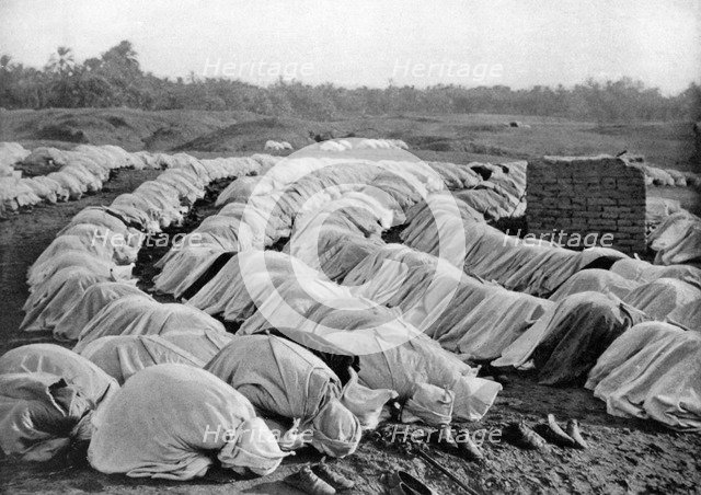 Muslims at prayer, Algeria, 1920.Artist: Biskra Frechon