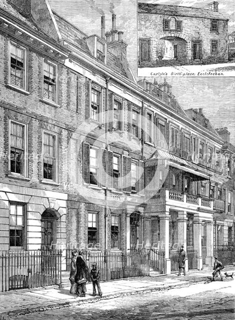 Cheyne-Row, Chelsea, where Thomas Carlyle lived, 1881. Creator: Unknown.