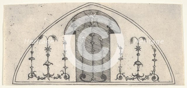 Lancet-shaped panel of grotesque decoration, 1541. Creator: Enea Vico.