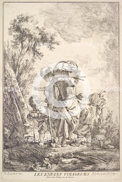 The Traveling Children, mid to late 18th century. Creator: Jacques Gabriel Huquier.