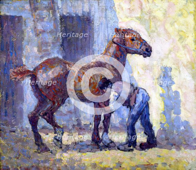 Grooming Horse, 1909. Creator: Robert Polhill Bevan.