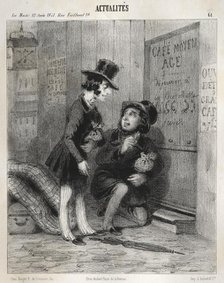Actualités: Hé mon vieux! cest comme cela quon fait les affaires aujourdhui! on affice..., 1841. Creator: Clémente Pruche (French, 1831-1870).