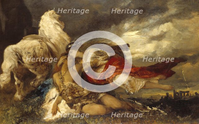 Valkyrie and a Dying Hero, late 19th century. Creator: Hans Makart.