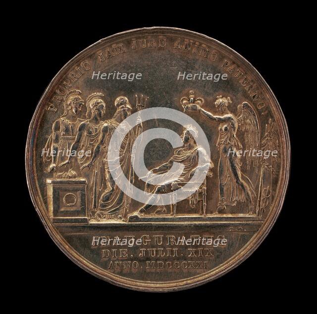 Britannia, Scotia, and Hibernia Offering Thanks for the King's Coronation by Genius [reverse], 1821. Creator: Benedetto Pistrucci.