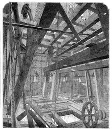 Scaffolding for Raising the Quarter-Bells in the Clock Tower of the New Houses of Parliament, 1857. Creator: Unknown.