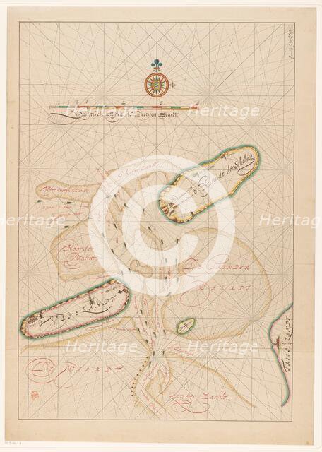 Vlieland map, Terschelling, part of Friesland and the surrounding sandbanks, c.1620-c.1699. Creator: Anon.
