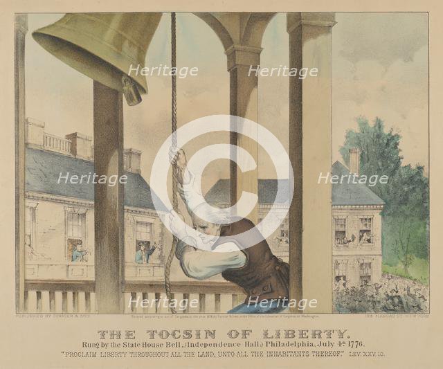 The Tocsin of Liberty-Rung by the State House Bell, (Independence Hall) Philadelphia, July..., 1876. Creators: Nathaniel Currier, James Merritt Ives, Currier and Ives.