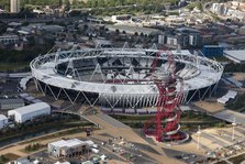 Olympic Stadium and Orbit Tower, Queen Elizabeth Olympic Park, London, 2012.  Artist: Damian Grady.