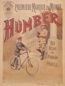 Poster advertising Humber bicycles, late 19th-early 20th century. Artist: Unknown