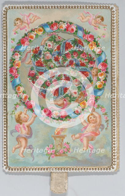 Valentine - Mechanical kaleidoscope, cherubs, ca. 1875. Creator: Anon.