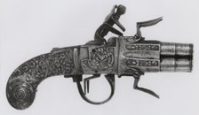 Four-Barrel Flintlock Pocket Pistol, Liège, 1740/60. Creator: Unknown.