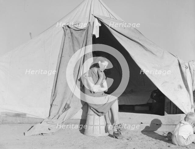 Young migrant mother..., FSA emergency camp, Calipatria, California, 1939. Creator: Dorothea Lange.