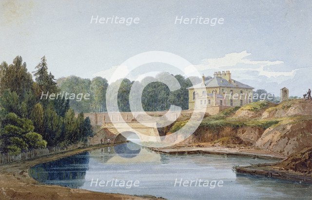 View of the Regent's Canal, Lisson Grove Road, St John's Wood, London, c1830. Artist: William Crotch