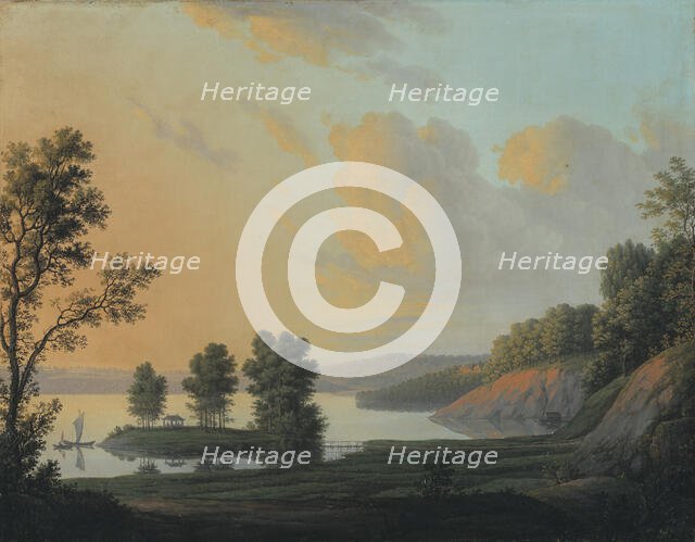View of the Manor of Dronninggaard across Lake Fure, North Zealand, 1786. Creator: Erik Pauelsen.