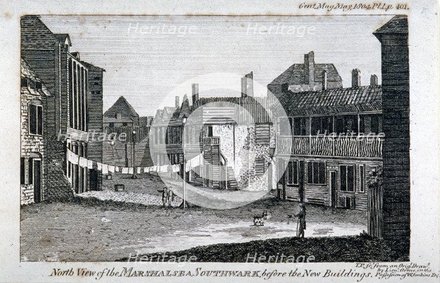 North view of Marshalsea prison on Borough High Street, Southwark, London, 1804. Artist: Anon