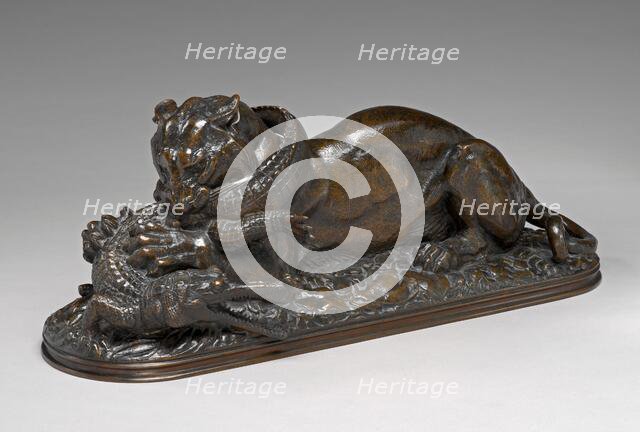 Tiger Devouring a Gavial of the Ganges, model 1831. Creator: Antoine-Louis Barye.