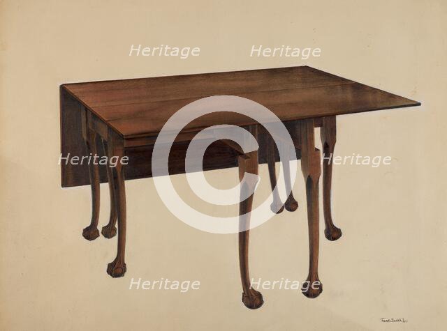 Gate-legged Table, Ball & Claw Feet, c. 1938. Creator: Joseph Sudek.