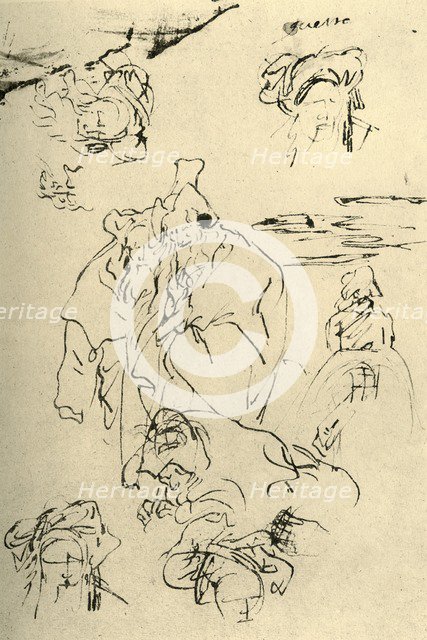 'Figures and heads of Orientals', mid 18th century, (1928). Artist: Giovanni Battista Tiepolo.