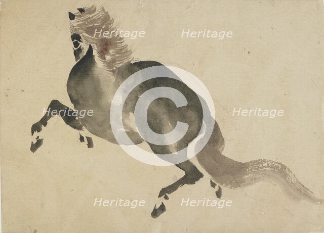 A running horse, late 18th-early 19th century. Creator: Hokusai.