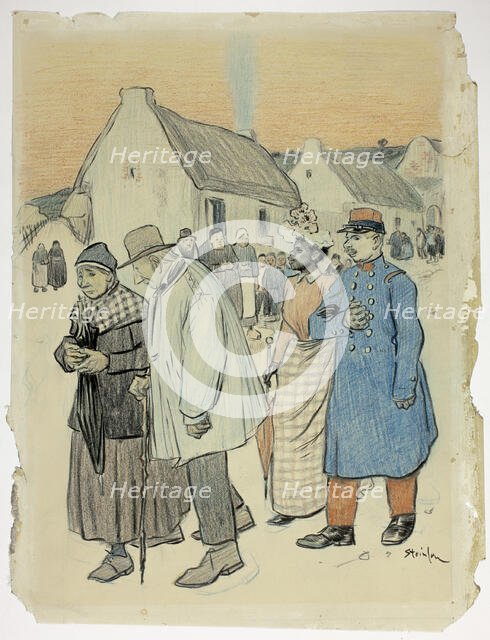 Street Scene with Two Couples, n.d. Creator: Theophile Alexandre Steinlen.