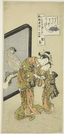 Parrot Komachi (Omu Komachi), from the series The Seven Fashionable Aspects of Komachi..., 1751/64. Creator: Suzuki Harunobu.