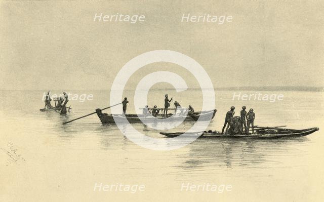 Fishing boats, Ceylon, 1898.  Creator: Christian Wilhelm Allers.